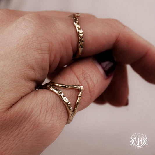 Wave Ring handmade organic band, Axial Forms sculptural ring, on hand