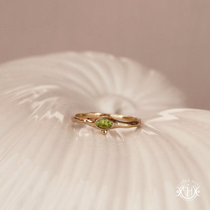Drift Ring – a softly curved Axial Form suggesting gentle orbital movement. Handmade to order in brass, silver, or gold.