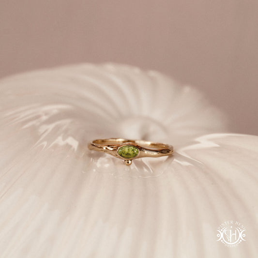 Drift Ring – a softly curved Axial Form suggesting gentle orbital movement. Handmade to order in brass, silver, or gold.