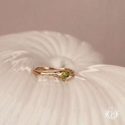 Drift Ring – a softly curved Axial Form suggesting gentle orbital movement. Handmade to order in brass, silver, or gold.