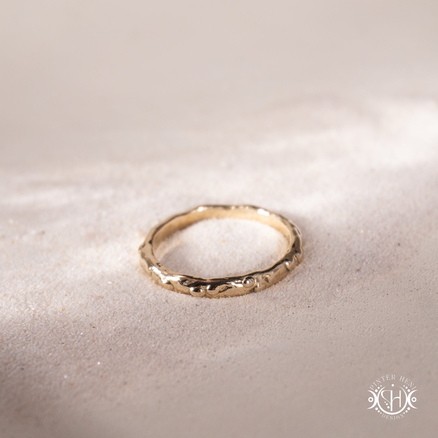 Infinity Ring in brass with small assorted stones, Axial Forms handmade wax-carved ring