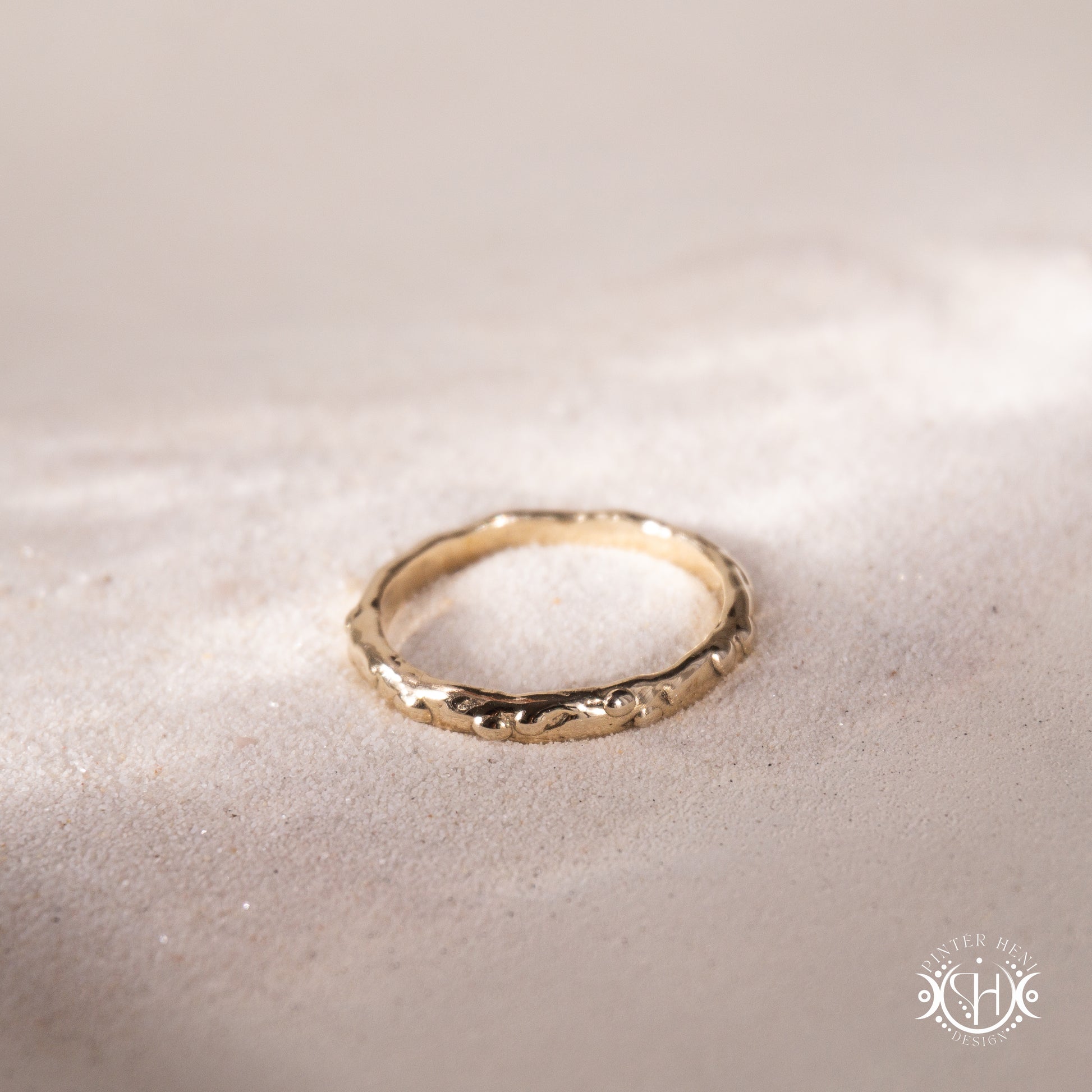 Infinity Ring in brass with small assorted stones, Axial Forms handmade wax-carved ring