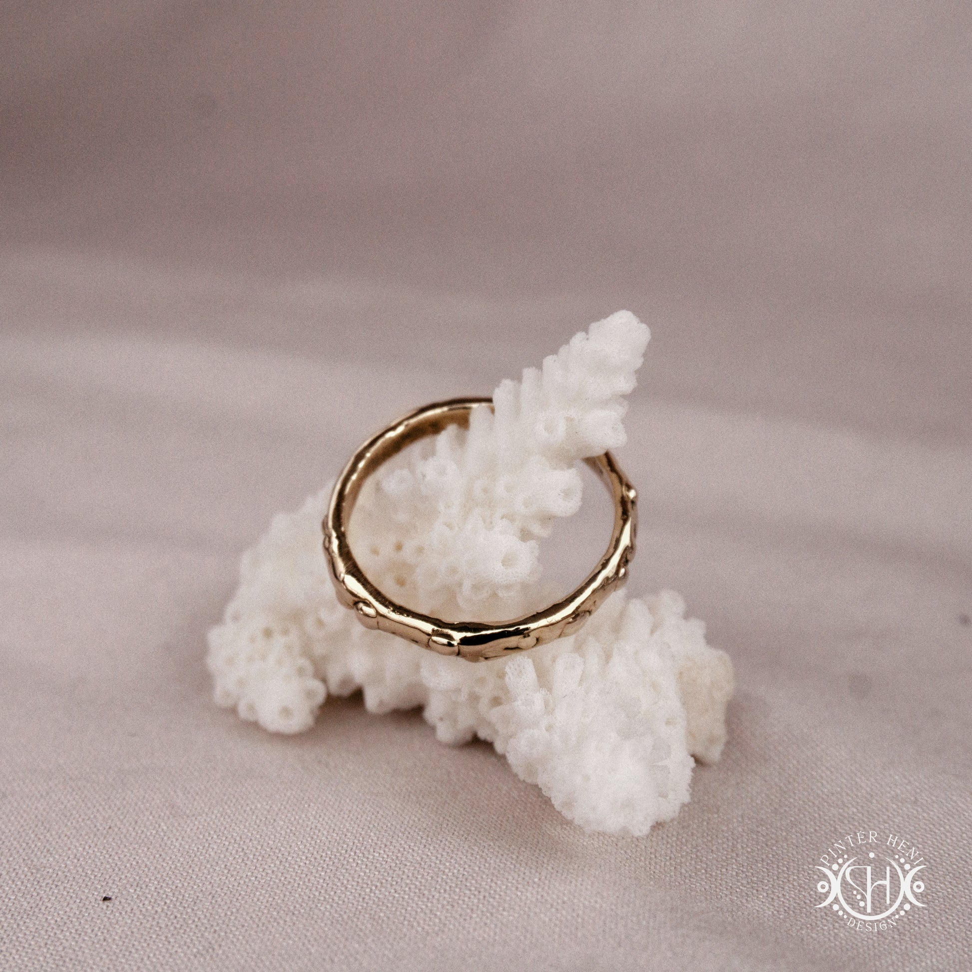 Infinity Ring in brass with small assorted stones, Axial Forms handmade wax-carved ring