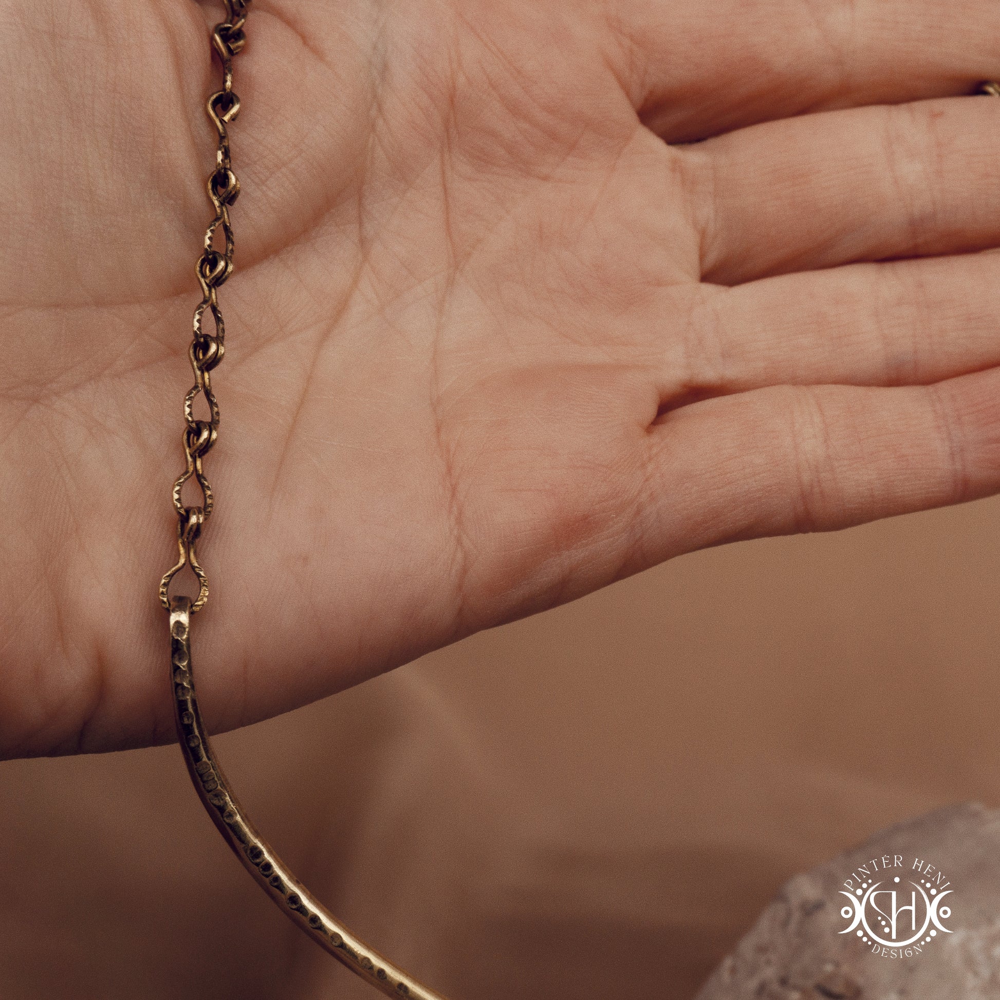 Large sculptural brass statement pendant with stones, inspired by ancient ceremonial forms, Nemetona's Sanctuary necklace.