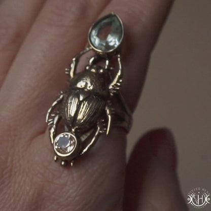 Anillo Scarab | Anillo de escarabajo hecho a mano bajo pedido