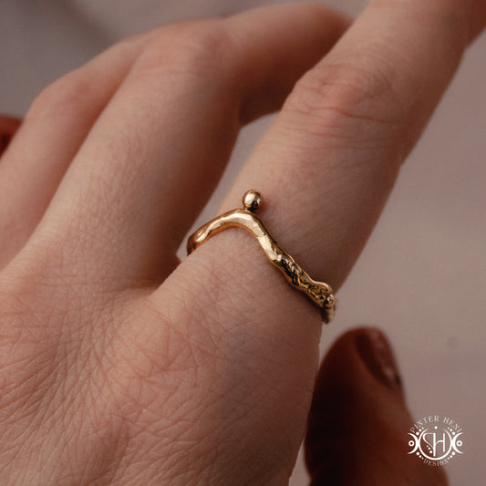 Rise Ring handmade organic band with bead detail, Axial Forms ring