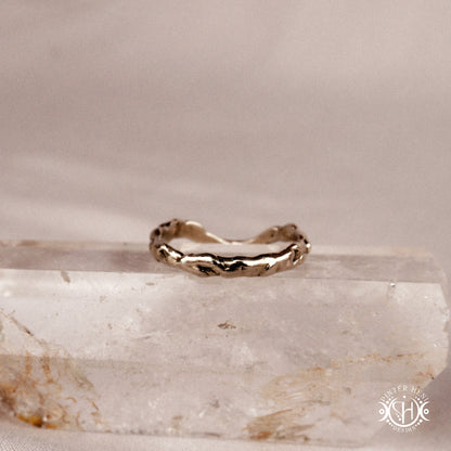 Rise Ring handmade organic band with bead detail, Axial Forms ring