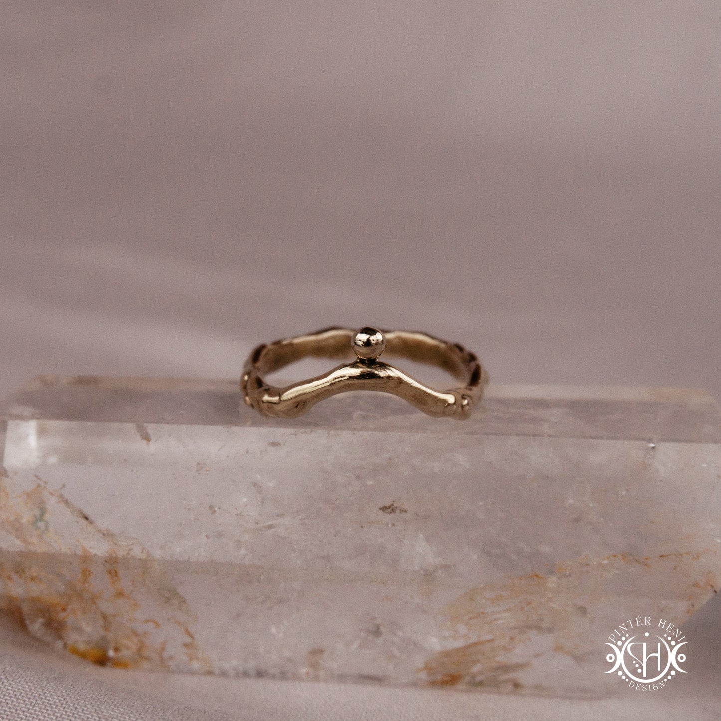 Rise Ring handmade organic band with bead detail, Axial Forms ring