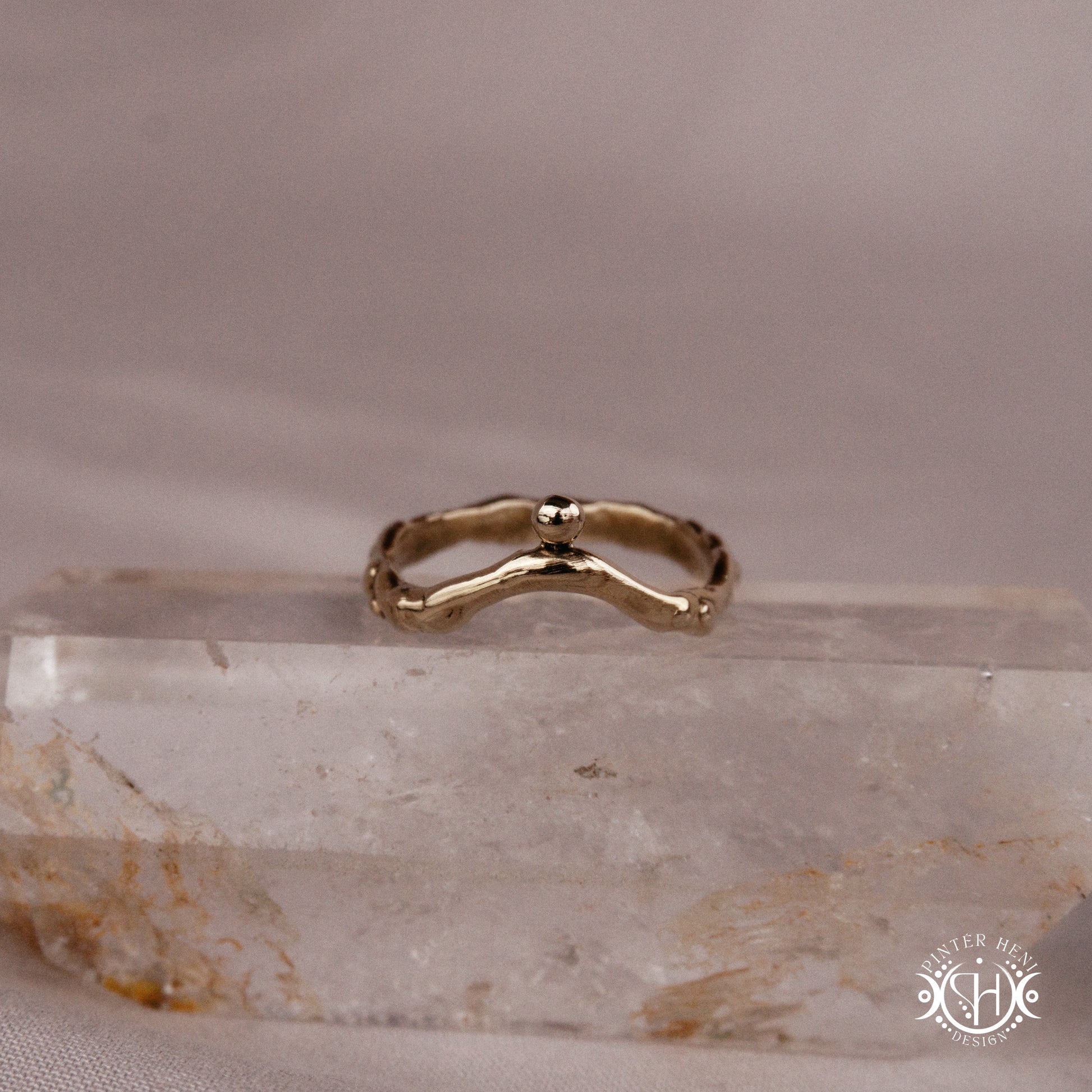 Rise Ring handmade organic band with bead detail, Axial Forms ring