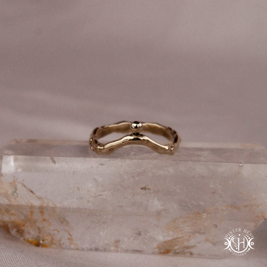 Rise Ring handmade organic band with bead detail, Axial Forms ring