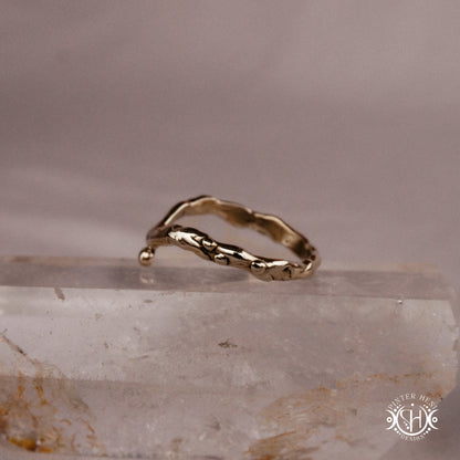 Rise Ring handmade organic band with bead detail, Axial Forms ring