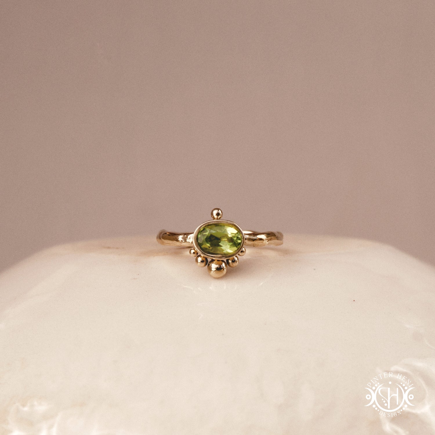 Singularity Ring with centered stone and vertical bead alignment in handcrafted metal setting