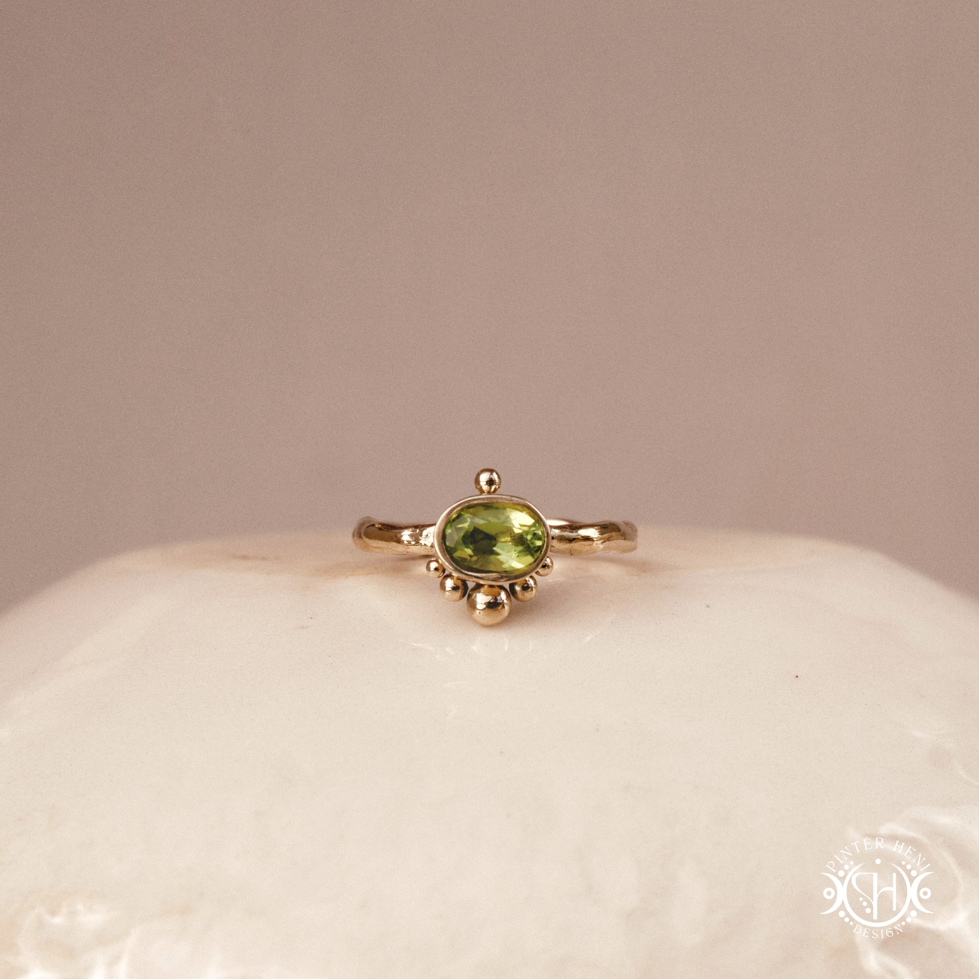 Singularity Ring with centered stone and vertical bead alignment in handcrafted metal setting