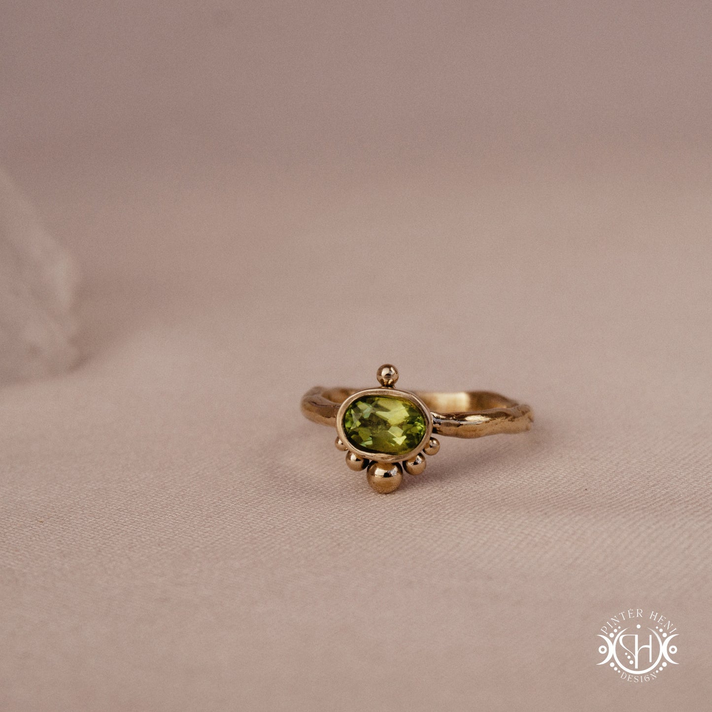 Singularity Ring with centered stone and vertical bead alignment in handcrafted metal setting