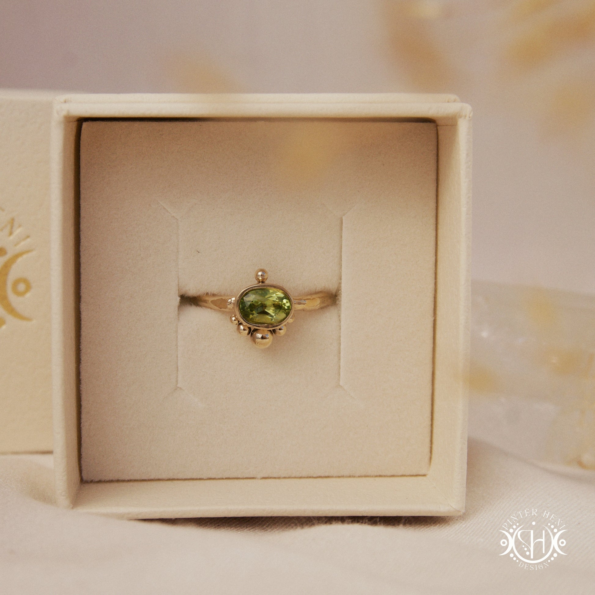 Singularity Ring with centered stone and vertical bead alignment in handcrafted metal setting