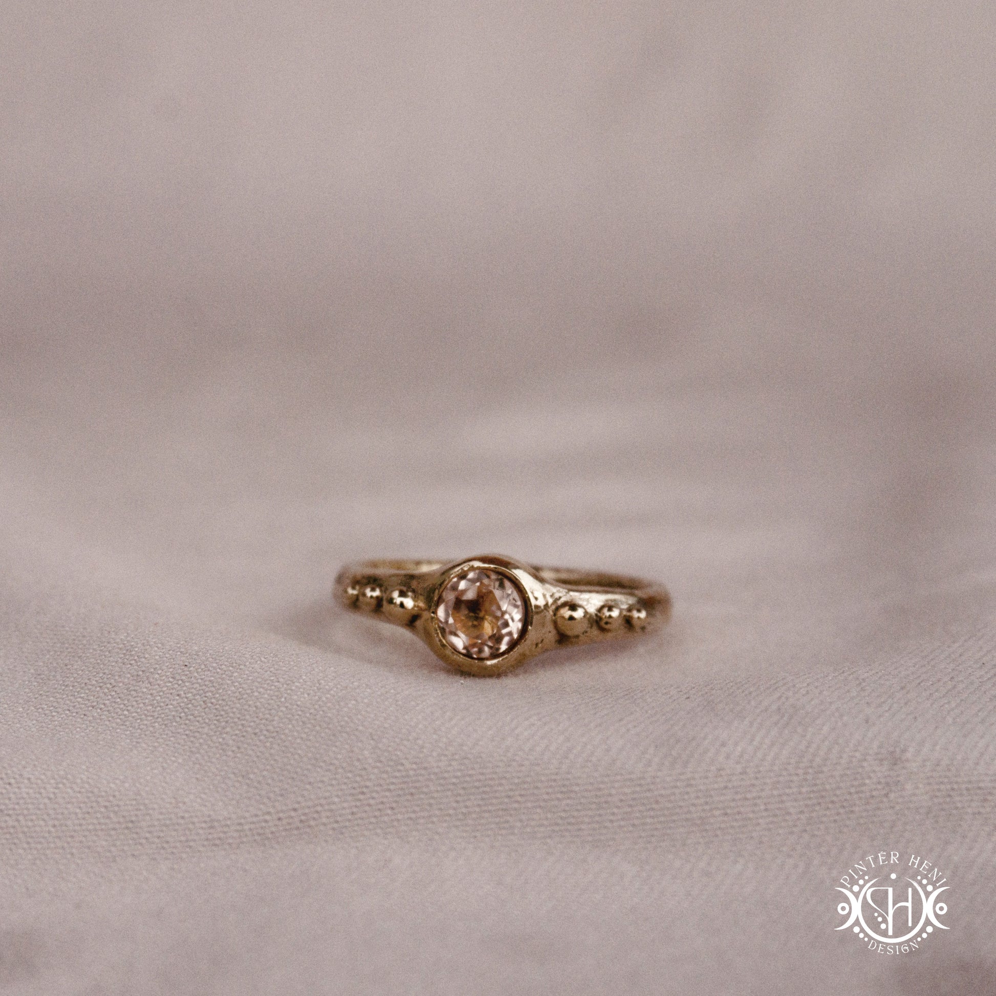 Star Cluster Ring with morganite and surrounding bead details in handcrafted metal